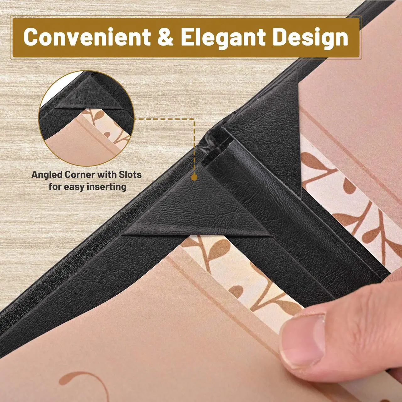 Alt view image 2 of 7 - WeChef 5 Pack Menu Covers 4.25"x11" 4 View Angled Corners Wine List Restaurant