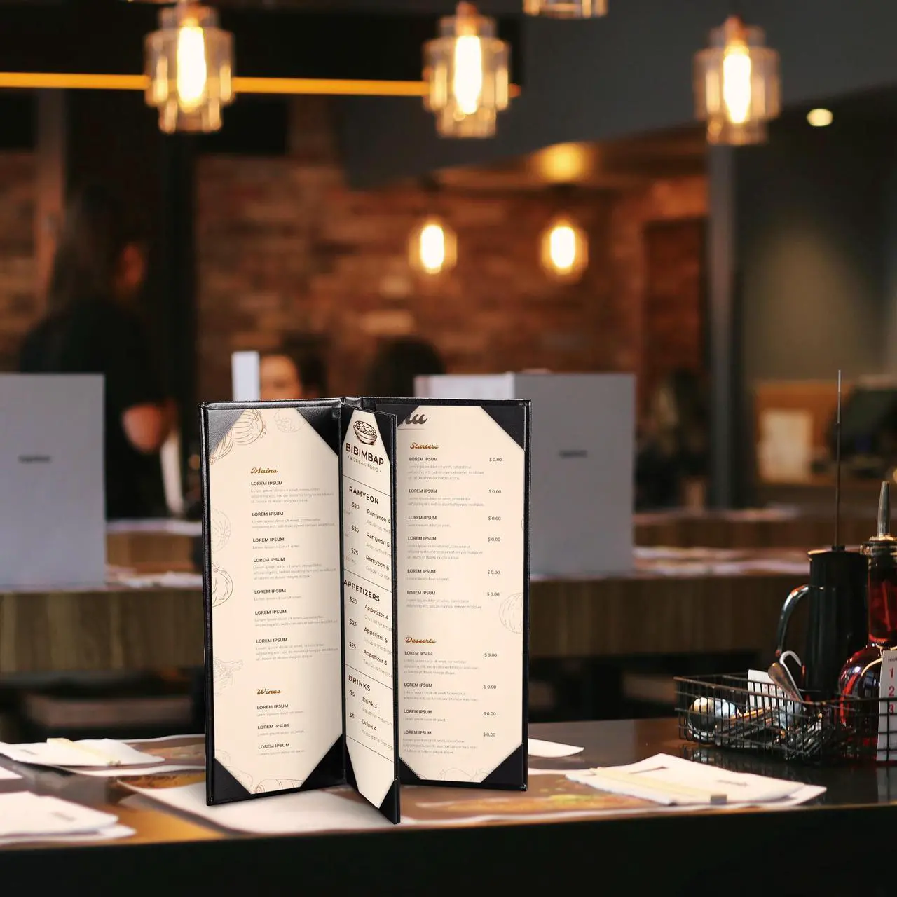 Alt view image 7 of 7 - WeChef 5 Pack Menu Covers 4.25"x11" 4 View Angled Corners Wine List Restaurant