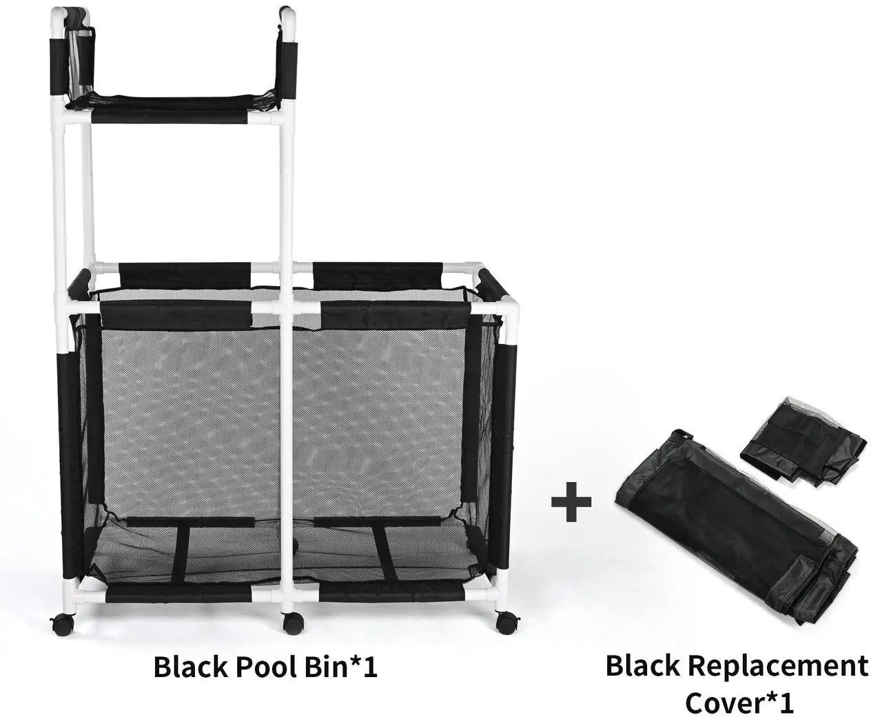 Alt view image 2 of 7 - Yescom Mesh Pool Storage Bin Rolling Toys Floats Cart Extra Large PVC Framed 6 Wheels with Black Cover Replacement
