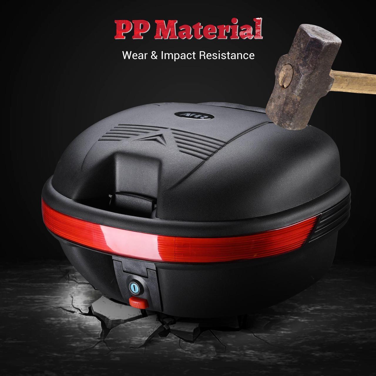 Alt view image 3 of 7 - AHR 30L Plastic Motorcycle Tail Box Scooter Luggage Holder Storage Lock Carrier Case