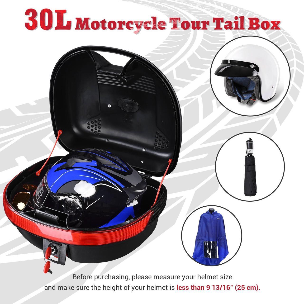 Alt view image 2 of 7 - AHR 30L Plastic Motorcycle Tail Box Scooter Luggage Holder Storage Lock Carrier Case
