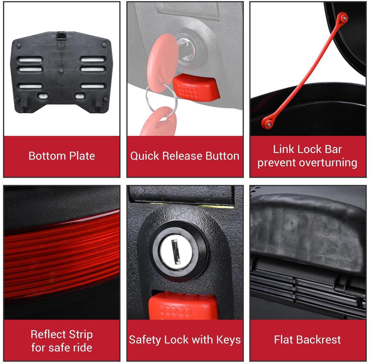 Alt view image 4 of 7 - AHR 30L Plastic Motorcycle Tail Box Scooter Luggage Holder Storage Lock Carrier Case