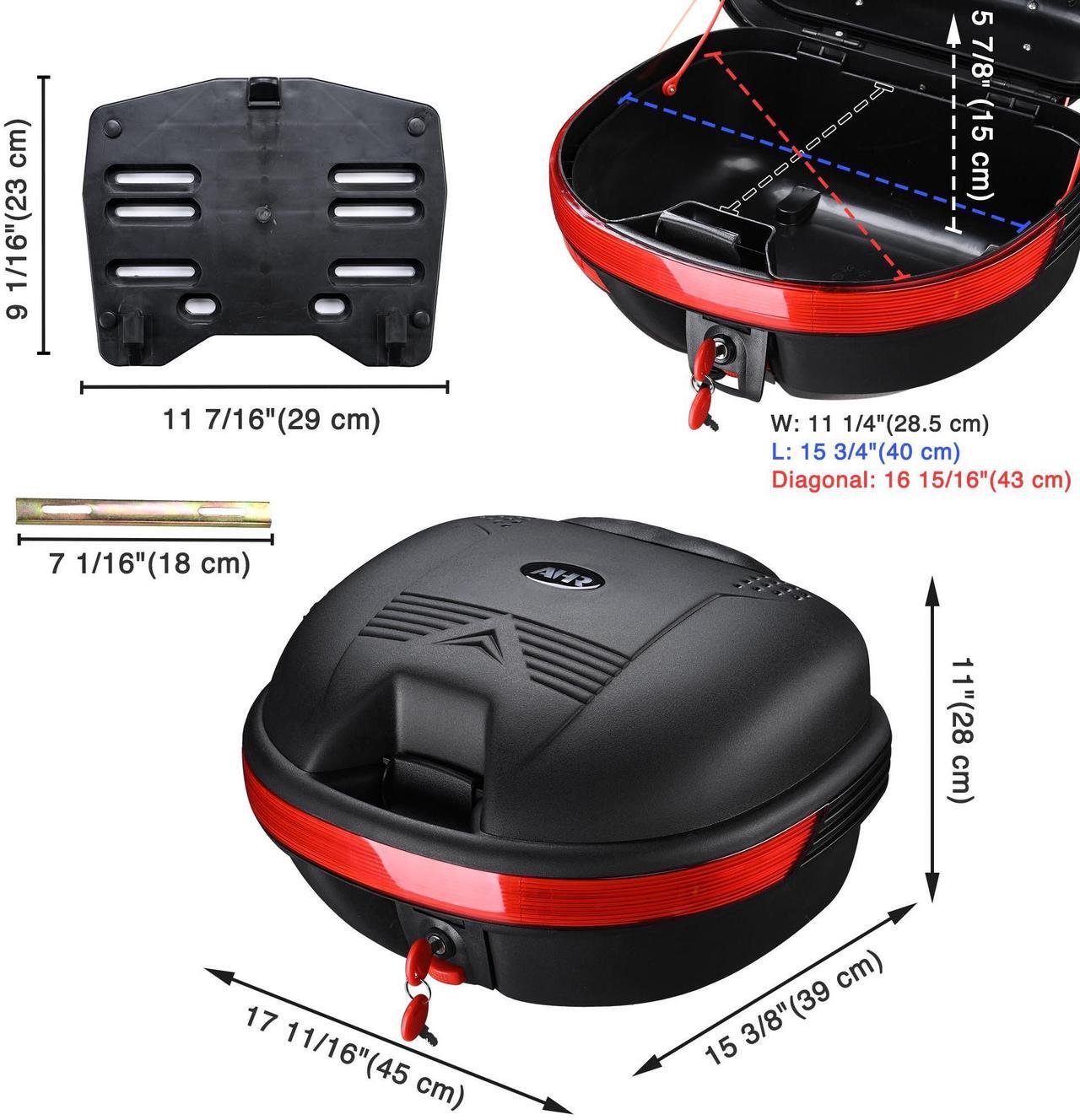 Alt view image 6 of 7 - AHR 30L Plastic Motorcycle Tail Box Scooter Luggage Holder Storage Lock Carrier Case