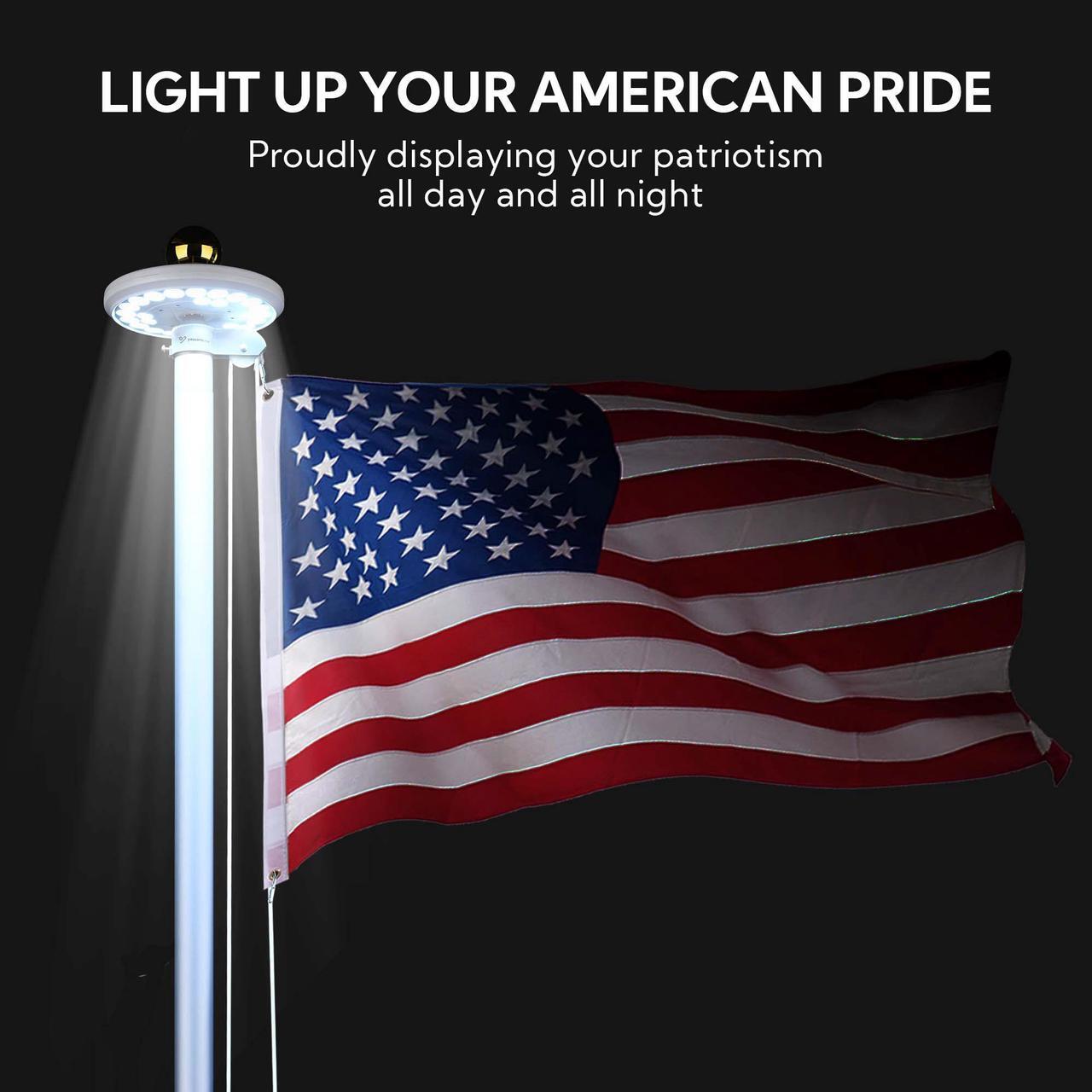 Alt view image 3 of 7 - Yescom 26 LED Flag Pole Light Solar Powered 100% Coverage 10-Hour Outdoor Dusk to Dawn Auto Lamp for Yard