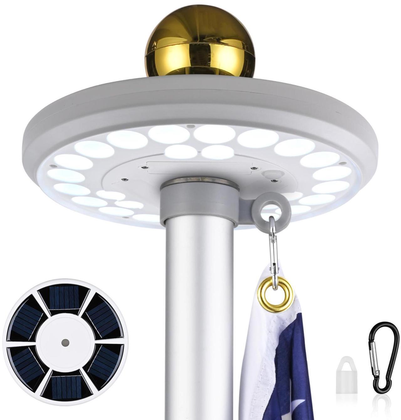 Main image of Yescom 26 LED Flag Pole Light Solar Powered 100% Coverage 10-Hour Outdoor Dusk to Dawn Auto Lamp for Yard