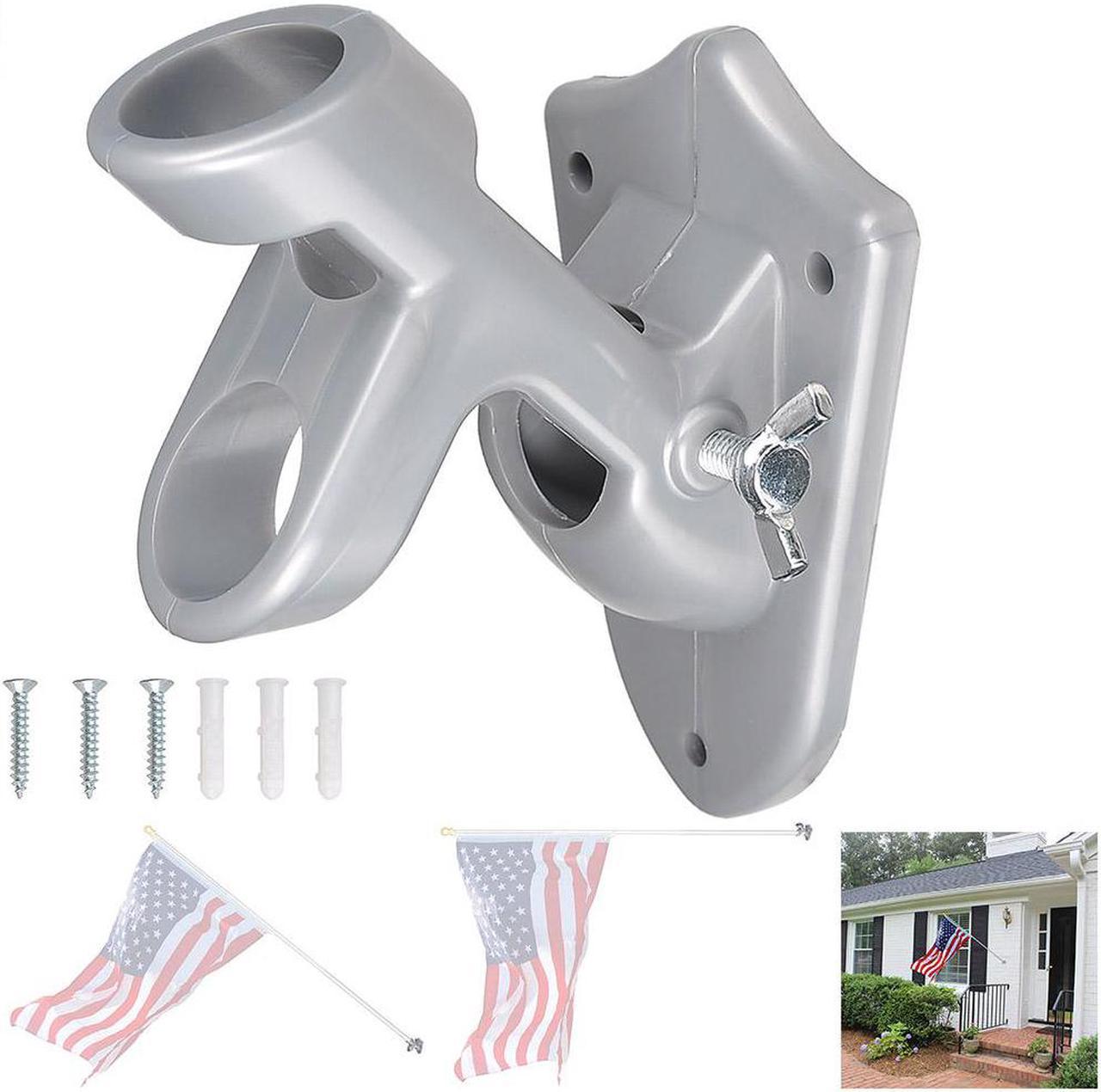 Yescom 2 Positions 1" Flag Pole Bracket Wall Mount Flagpole Holder Home Outdoor