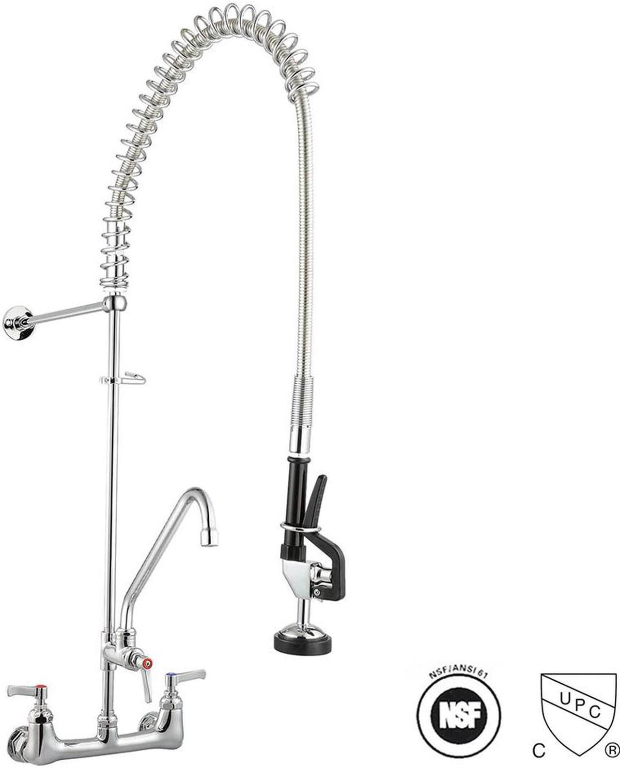 Aquaterior® Pre-Rinse Commercial Faucet Chromed with 12" Add-On Pull Down Sprayer CUPC NSF ANSI