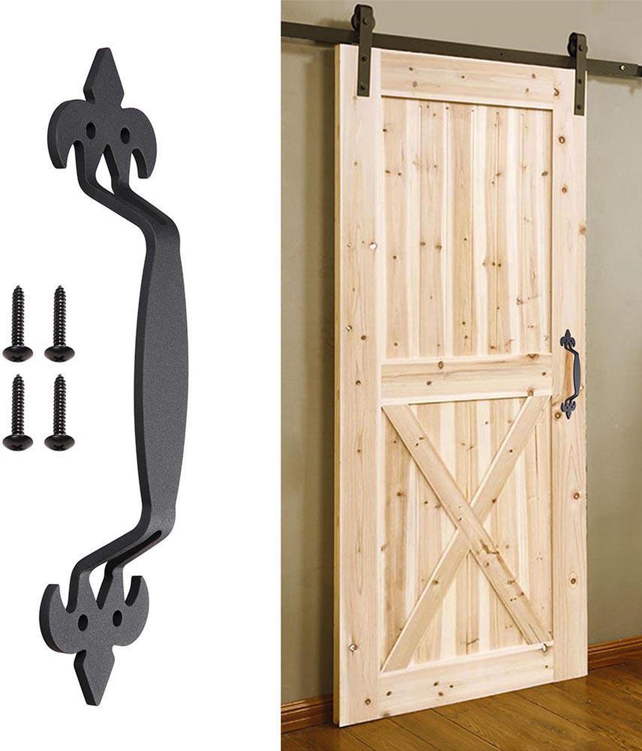 11" Sliding Barn Door Handle Vintage Heavy Duty Cast Iron Pull Gate Shed Cabinet Closet Matte Black