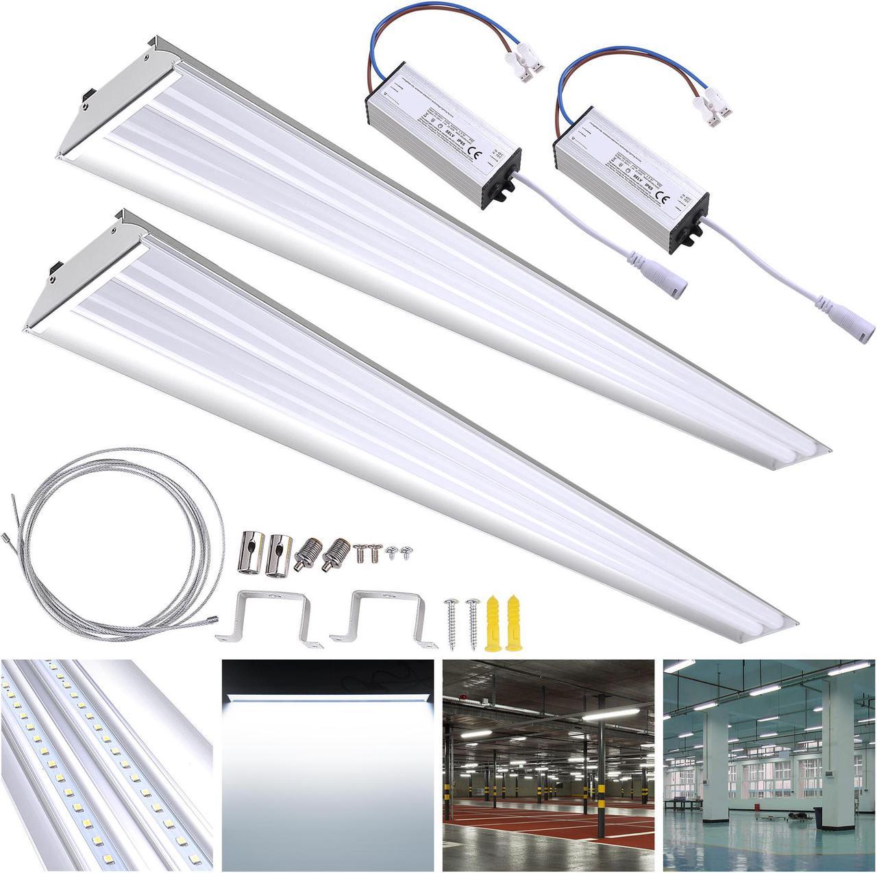 DELight 2Pcs 40W LED Shop Light 5000K 4000-4500LM Garage Work Shop Hanging Ceiling Light Aluminum