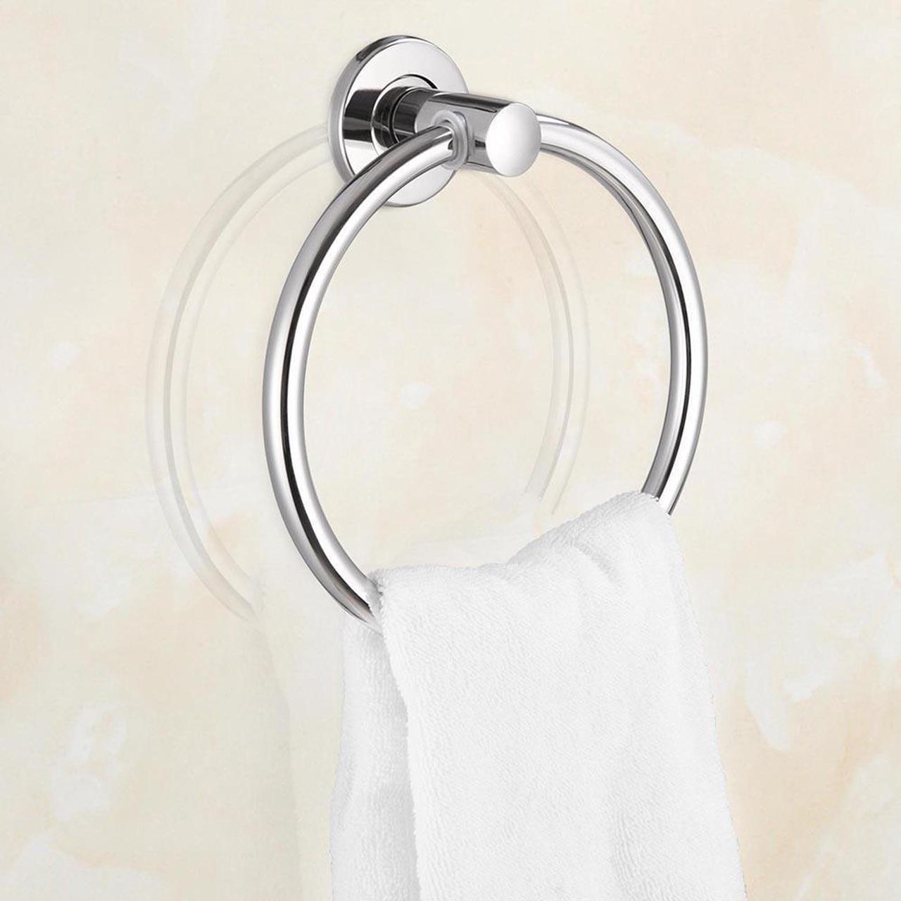 Stainless Steel Towel Ring Holder Hanger Polished Chrome Wall Mounted Bathroom Hotel Easy to Install