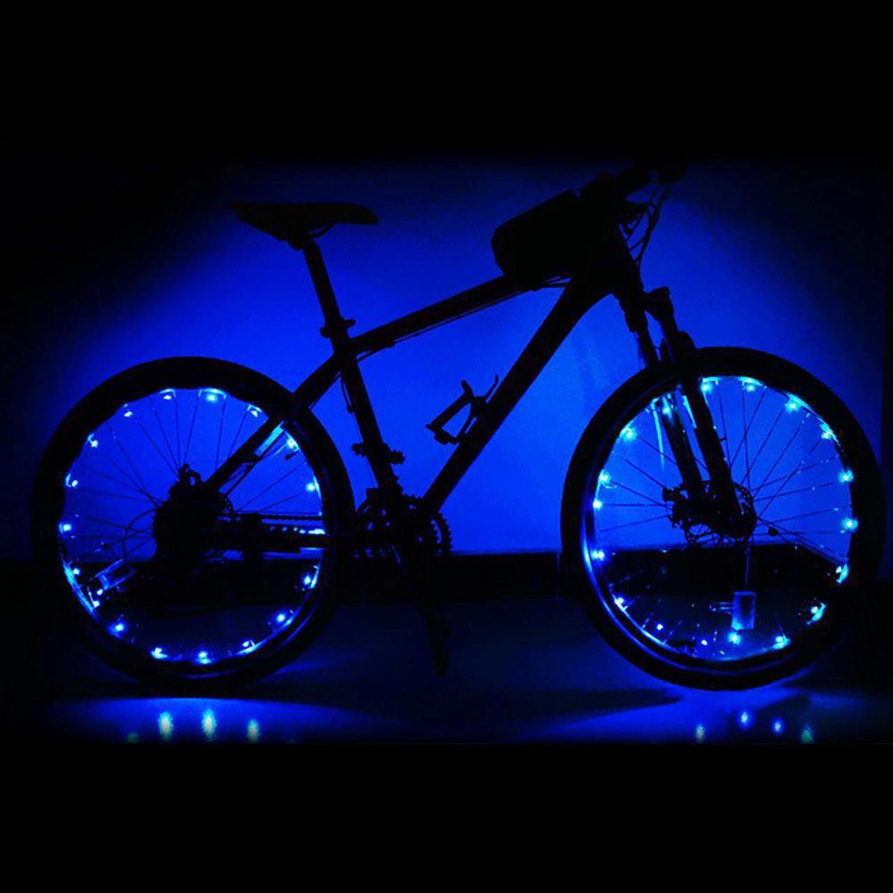 Yescom Bright LED Bike Wheel Light Auto Open and Close Bicycle Wheel Spoke Light String Blue