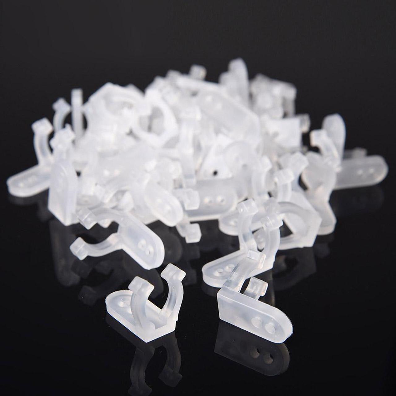 DELight 50pcs 1/2" 13mm Clear PVC LED Rope Light Holder Wall Mounting Clips Accessories Standard Size