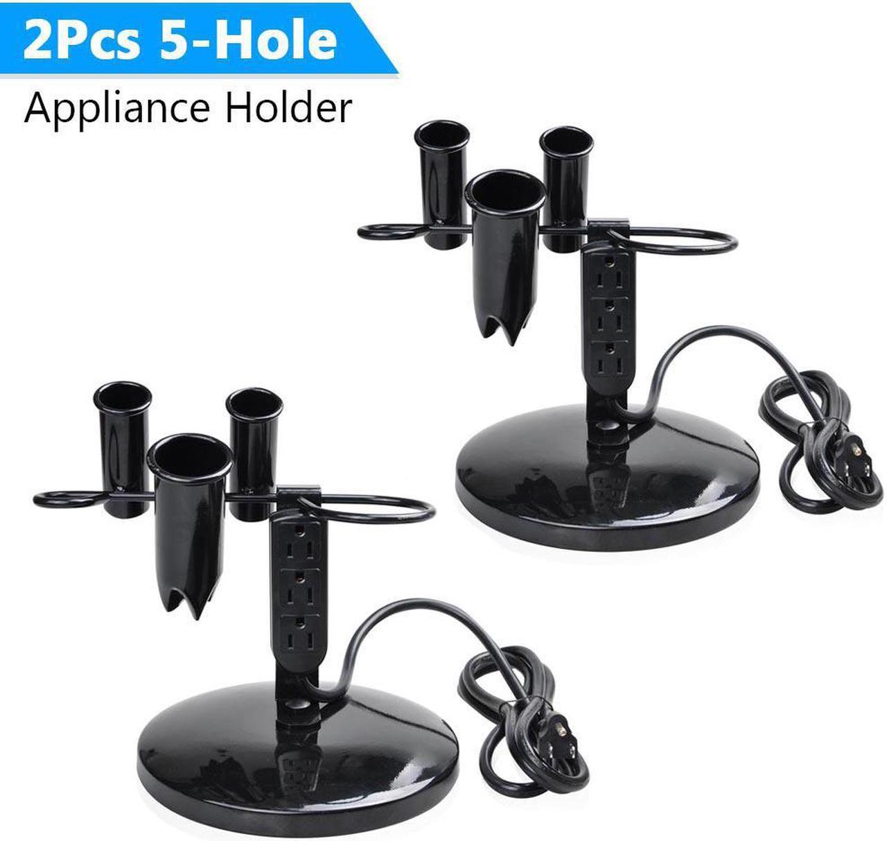 2Pcs Tabletop Blow Dryer Hair Iron Holder Hair Tool Salon Appliance Stand w/ 3 Outlets