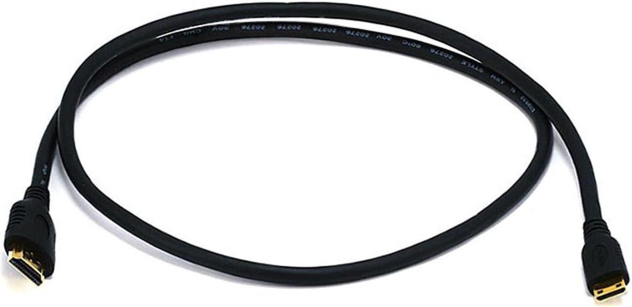 Main image of Monoprice High Speed HDMI Cable - 6 Feet - Black | Blackwith HDMI Mini Connector, 4K @ 24Hz, 10.2Gbps, 30AWG