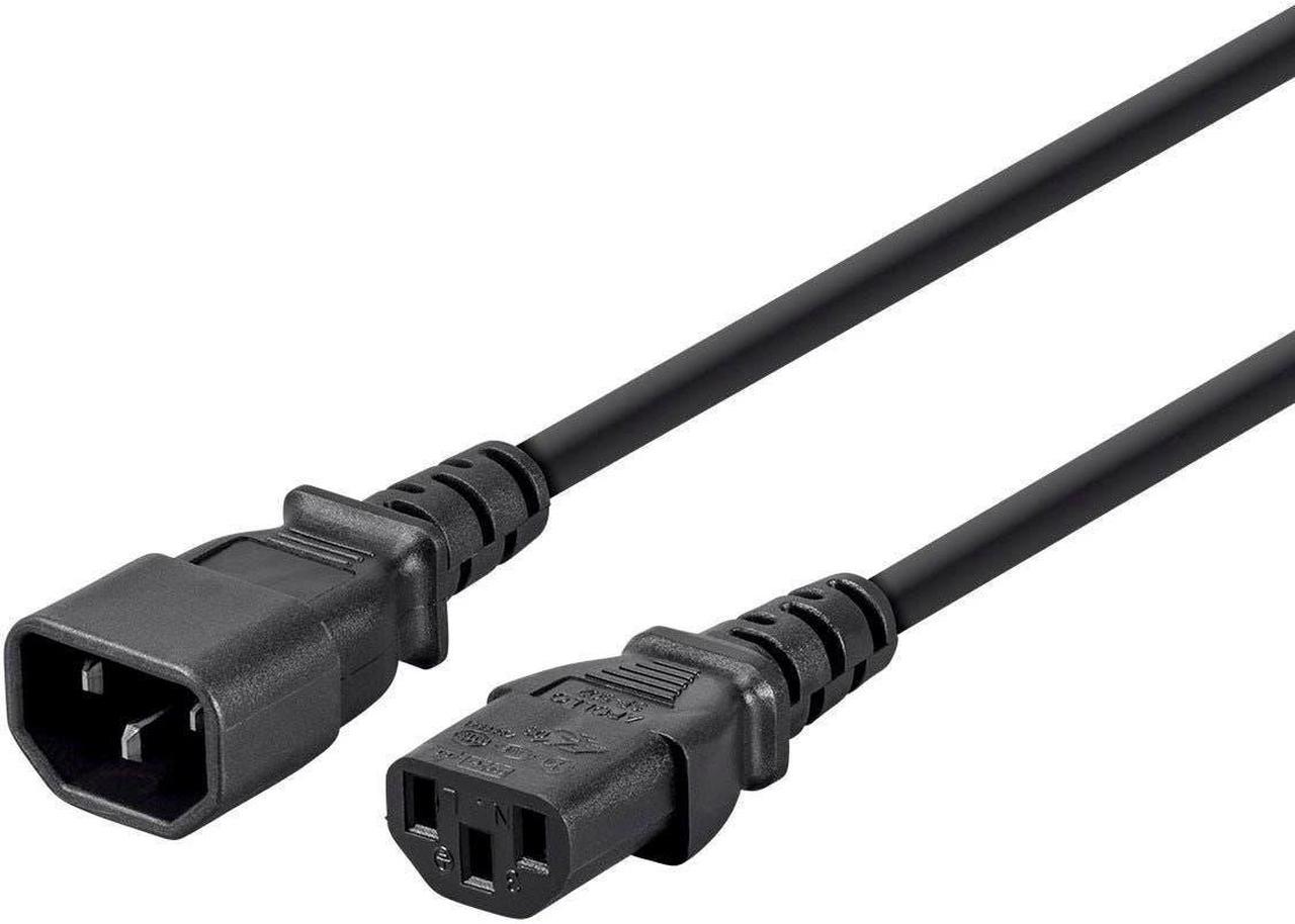 Monoprice Extension Cord - 25 Feet - Black, IEC 60320 C14 to IEC 60320 C13, 18AWG, 10A, 3-Prong, SVT, For Powering Computers, Monitors, Peripherals