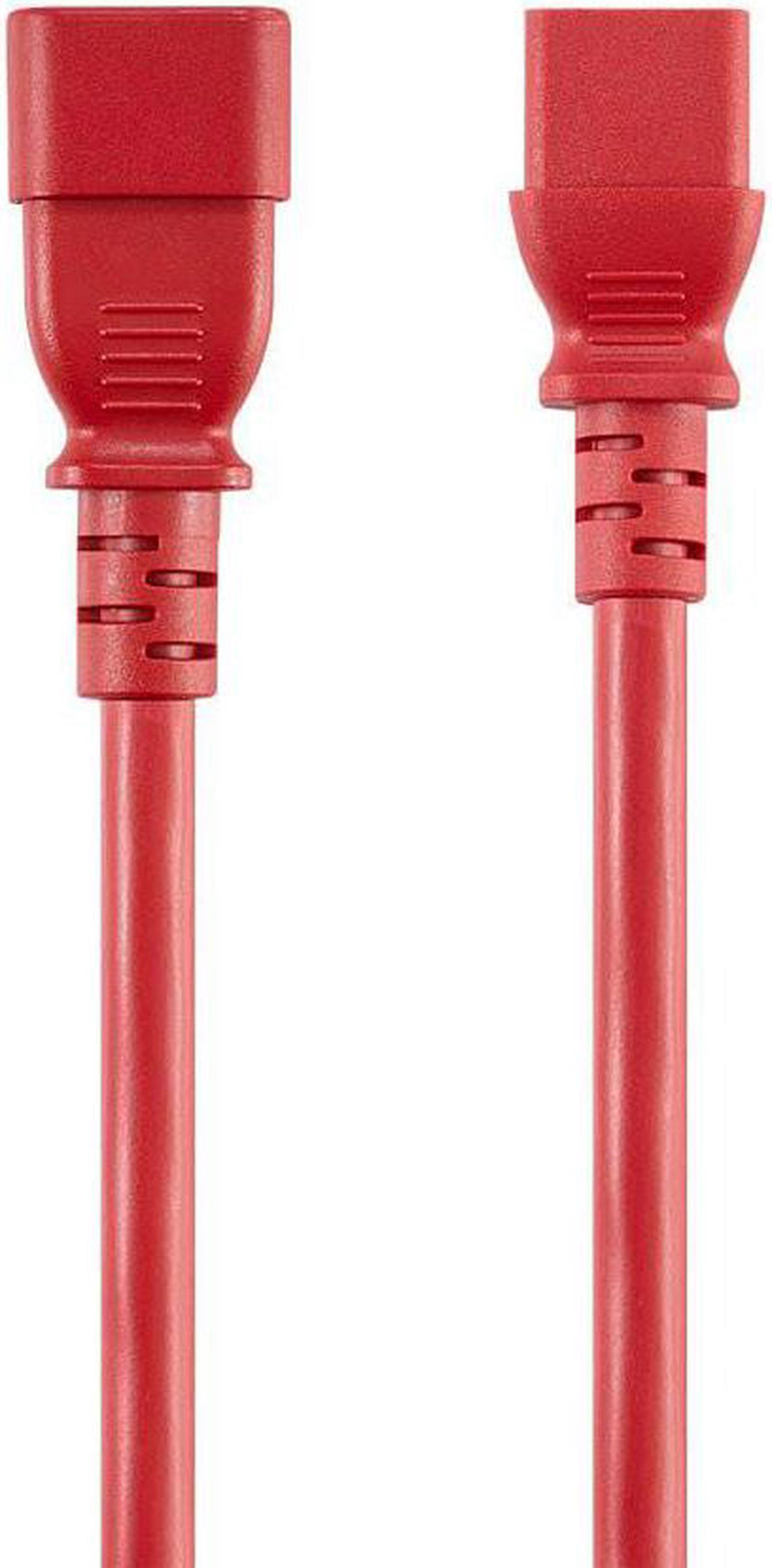 Monoprice Extension Cord - 3 Feet - Red | IEC 60320 C14 to IEC 60320 C13 14AWG 15A/1875W SJT 100-250V