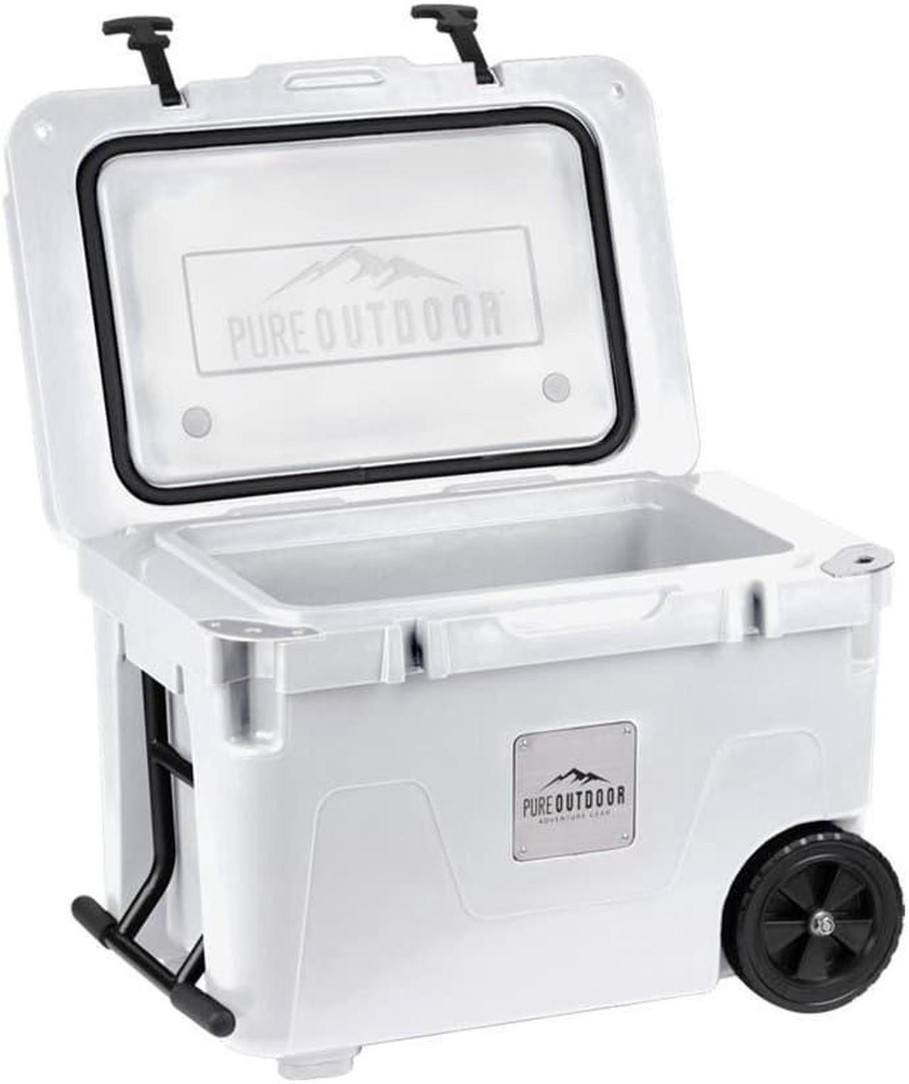Main image of Monoprice Portable Wheeled Emperor Cooler 50 Liter Cooler, White, Built‑in Bottle Opener, For Beach Trips, BBQs, Camping, Fishing, Picnics, Tailgating, Pool Parties - Pure Outdoor Collection