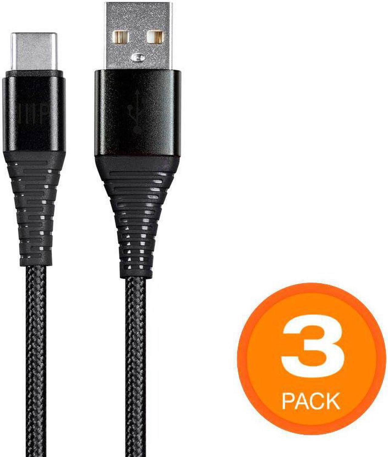 Monoprice USB 2.0 C to A Cable 3ft Black (3 Pack) For Samsung S10 S9 S8 S20 Plus