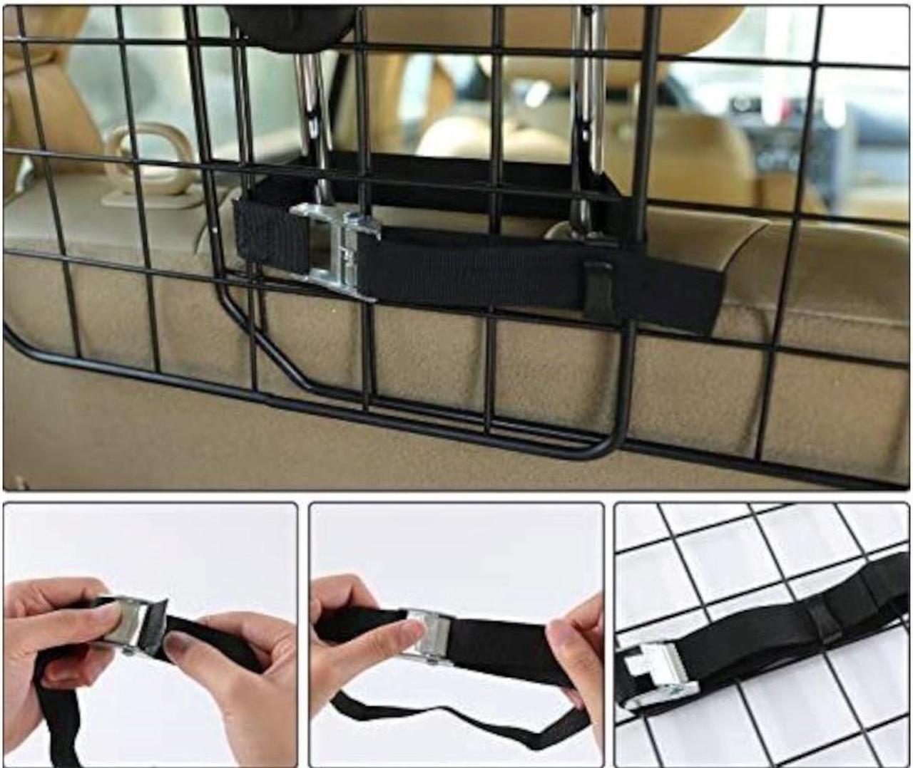 Alt view image 3 of 5 - MPM Dog Car Barrier, Adjustable Large Pet Gate Divider, Cargo Area, Universal-Fit Heavy-Duty Wire Mesh Dog Guard, Safety Travel Car Accessories, for SUVs, Van, Vehicles, Truck Cargo Area