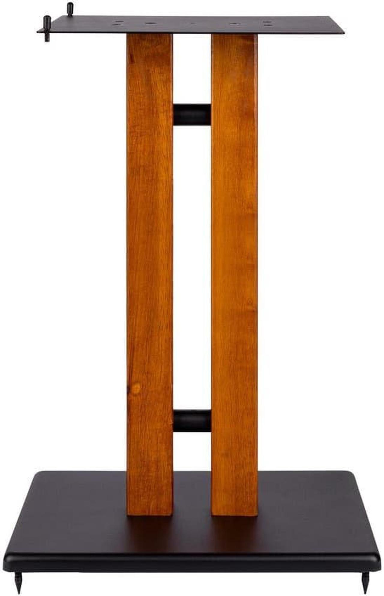 Alt view image 3 of 6 - Monoprice Monolith 28in Cherry Wood Speaker Stand with Adjustable Top Plate, Cherry (Each)  Harmon Kardon, Bose, Sony, Polk, KEF, JBL, Klipsch, For Home Theater Speakers In Your Entertainment System