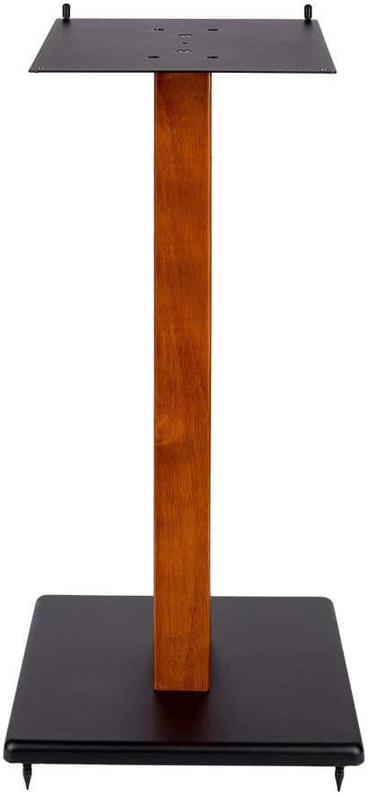 Alt view image 2 of 6 - Monoprice Monolith 28in Cherry Wood Speaker Stand with Adjustable Top Plate, Cherry (Each)  Harmon Kardon, Bose, Sony, Polk, KEF, JBL, Klipsch, For Home Theater Speakers In Your Entertainment System