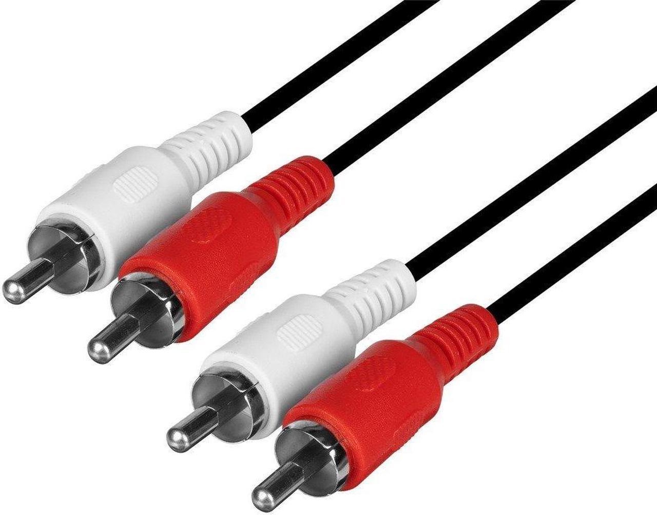 Monoprice Two-Channel Cable - 6 Feet - Black | 28AWG, with Red and White 2 RCA Plug/2 RCA Plug Male/Male