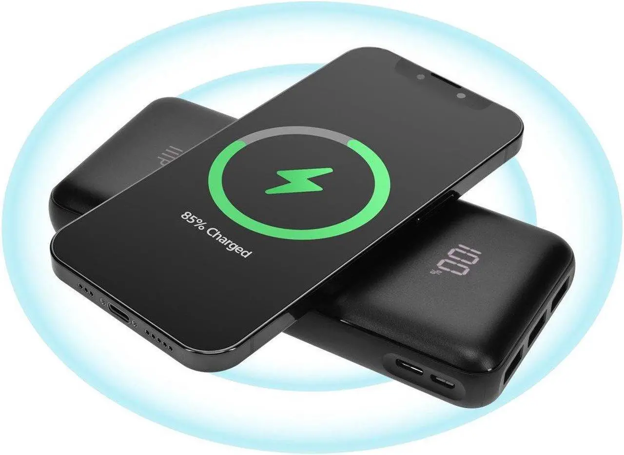Alt view image 5 of 6 - Monoprice 20,000 mAh Power Bank with Wireless Charging, PD 20W and QC 3.0 Fast Charging, Built-In Digital LCD Display, Charge Up to 5 Devices Simultaneously, For iPhone and Android Devices