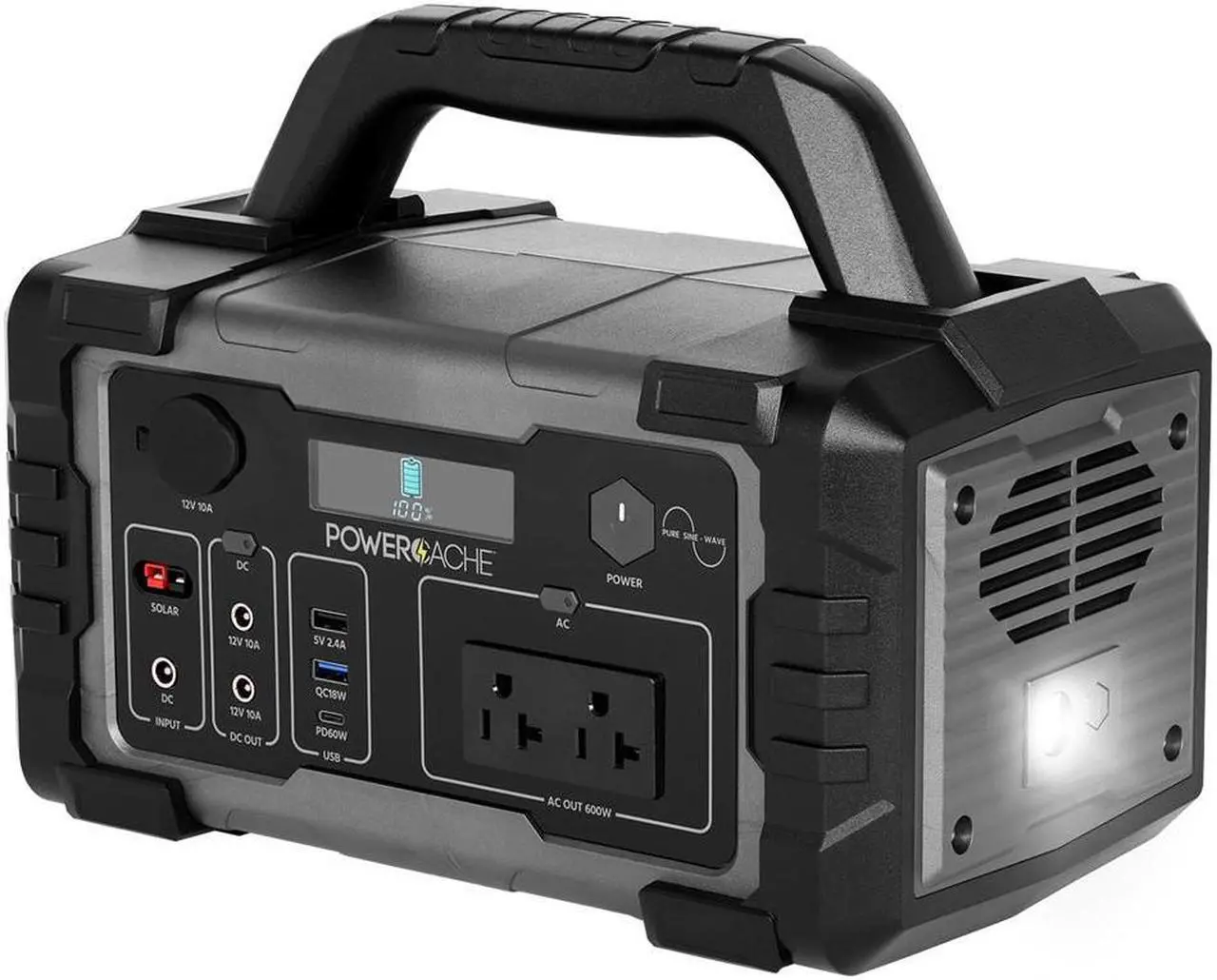 Main image of Monoprice PowerCache 600 Lithium Portable Power Station - Black/Grey