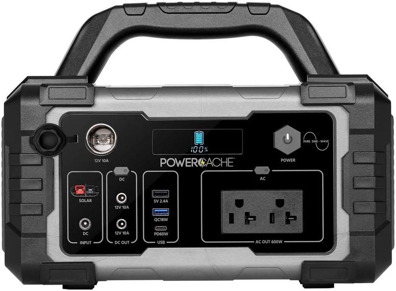 Alt view image 2 of 6 - Monoprice PowerCache 600 Lithium Portable Power Station - Black/Grey