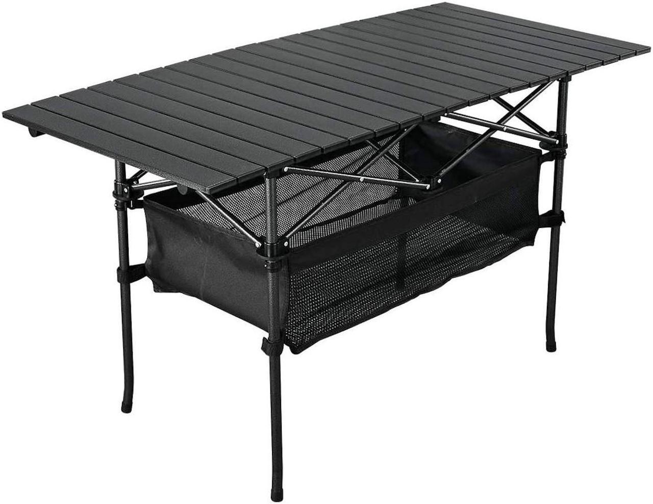 MPM Outdoor Folding Portable Picnic Camping Table, Aluminum Roll-up Table with Carrying Bag for Beach Backyard BBQ Party