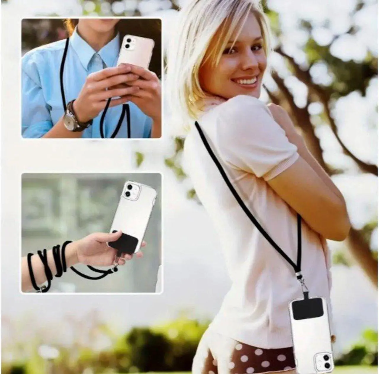 Alt view image 3 of 6 - MPM 2-Pack Universal Phone Lanyards, Crossbody Cell Phone Lanyard With Adjustable Nylon Neck Strap, Compatible with Most