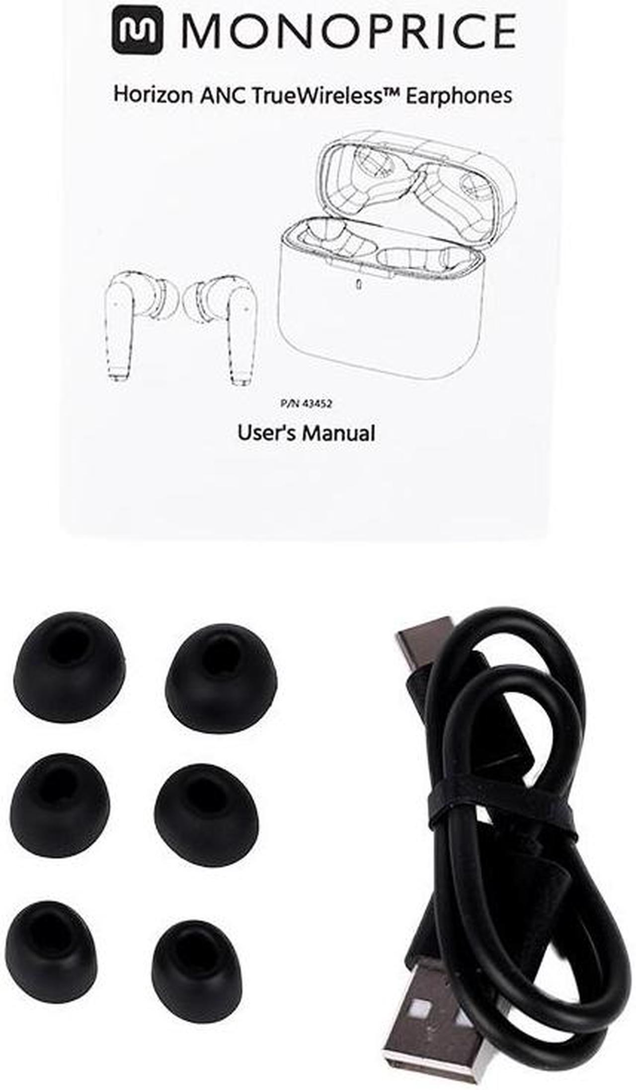 Alt view image 6 of 11 - Monoprice Horizon ANC True Wireless Earphones with ANC, Qualcomm QCC3040 Bluetooth 5.2, 4 Mics, cVc 8.0, Adaptive aptX, AAC, Gaming Low Latency Mode, Sweatproof, Charging Case