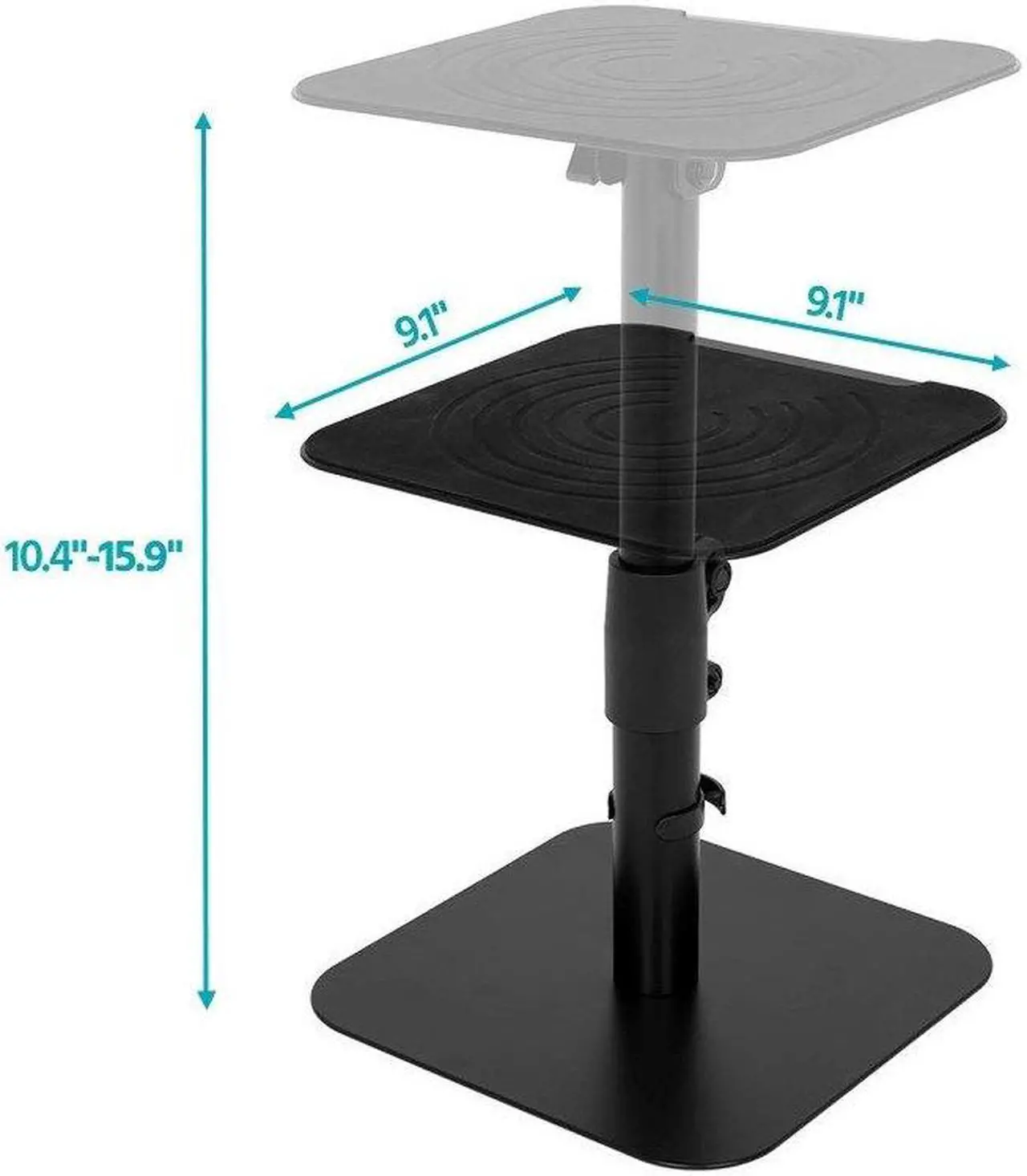 Alt view image 3 of 6 - Monoprice Desktop Freestanding Speaker Stands Pair Adjustable with Cable Management, For Medium/Large Bookshelf Studio Monitor Speakers