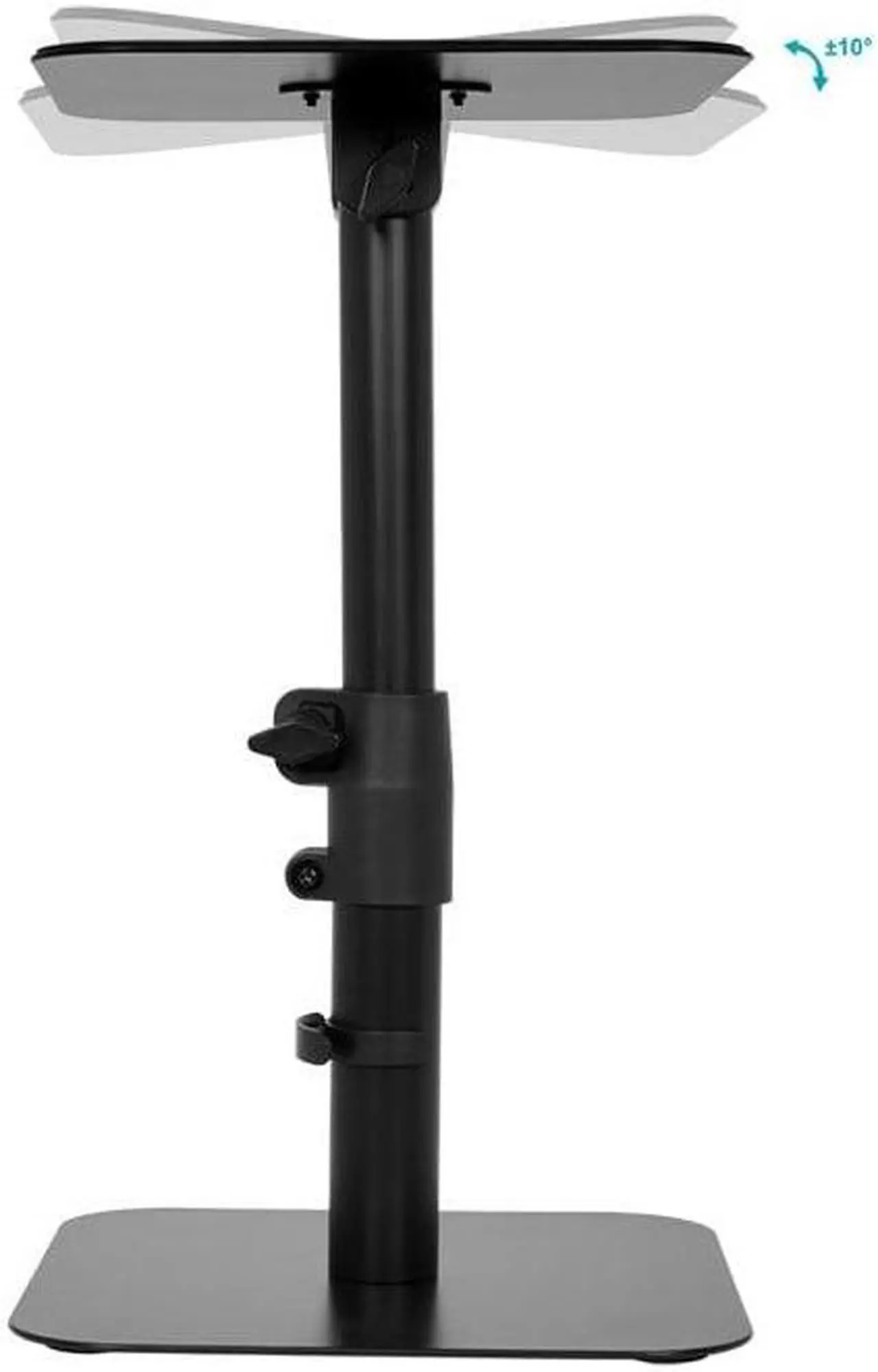 Alt view image 4 of 6 - Monoprice Desktop Freestanding Speaker Stands Pair Adjustable with Cable Management, For Medium/Large Bookshelf Studio Monitor Speakers