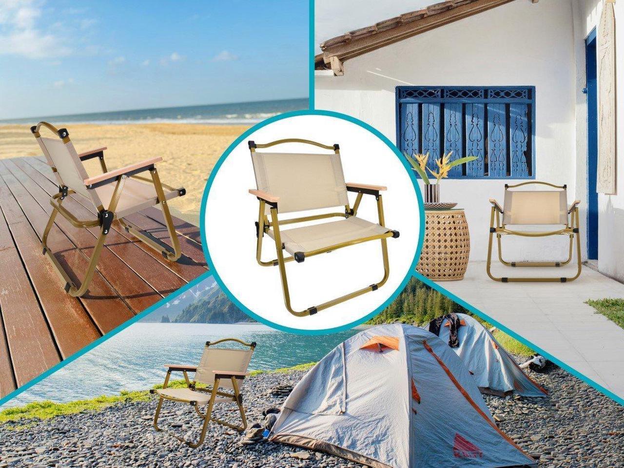Alt view image 2 of 5 - MPM Foldable Camp Chair, Portable Folding Chair, Collapsible Arm Chair, For Picnic, Camping, Fishing, Beach, Outdoor, Pa