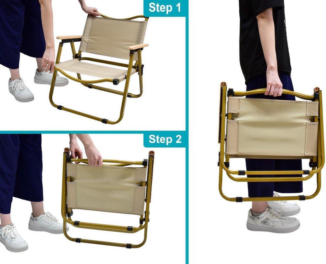 Alt view image 4 of 5 - MPM Foldable Camp Chair, Portable Folding Chair, Collapsible Arm Chair, For Picnic, Camping, Fishing, Beach, Outdoor, Pa