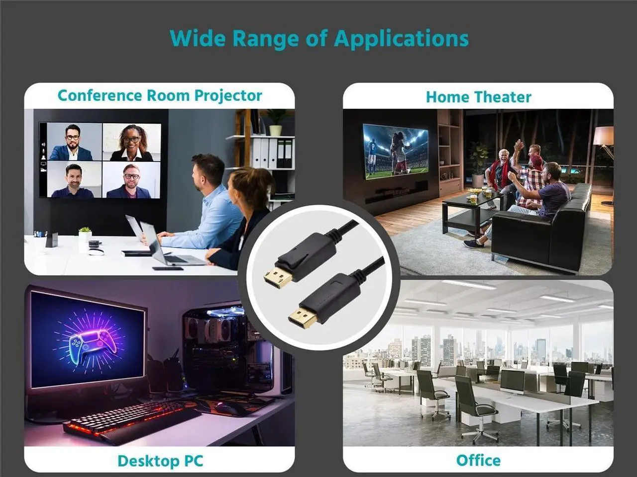 Alt view image 8 of 9 - Monoprice DisplayPort 1.2a Cable - 1.5 Feet, Supports Up to 4K Resolution And 3D Video - Select Series