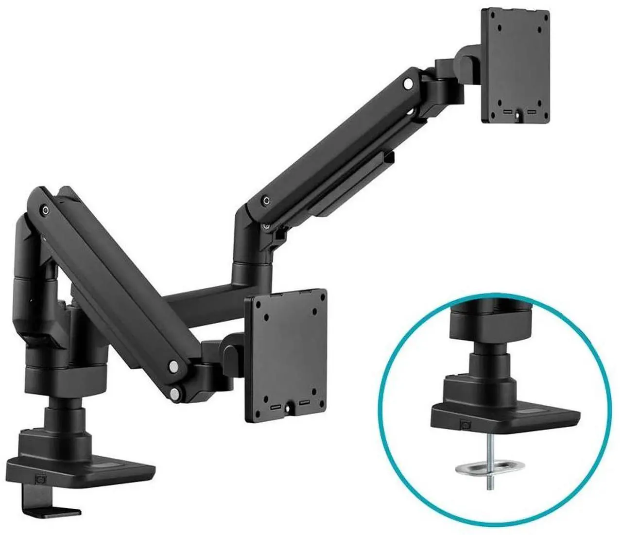 Alt view image 5 of 6 - Workstream by Monoprice Heavy Duty Dual Monitor Gas Spring Desk Mount - Up to 35in/44 lbs Ultrawide Screens, Detachable