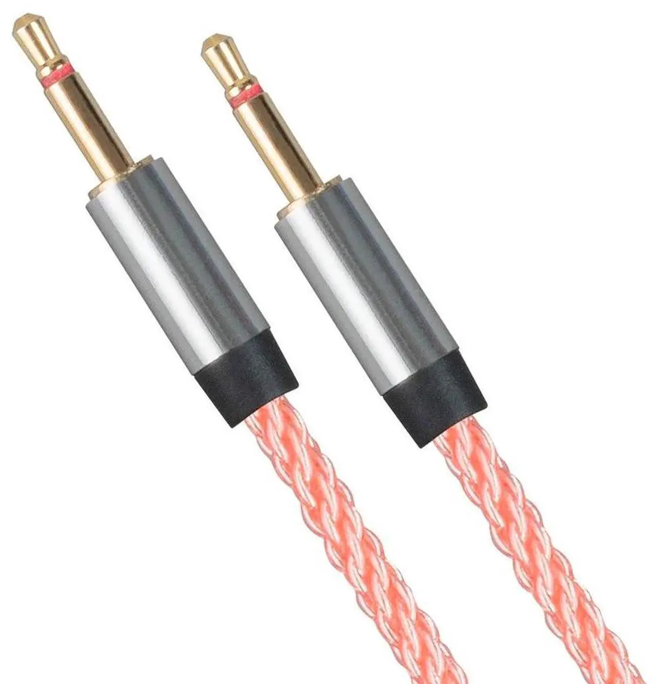 Alt view image 5 of 6 - monolith dual 2.5mm to 3.5mm headphone cable  5 feet  pink with oxygen free copper braided auxiliary audio cord