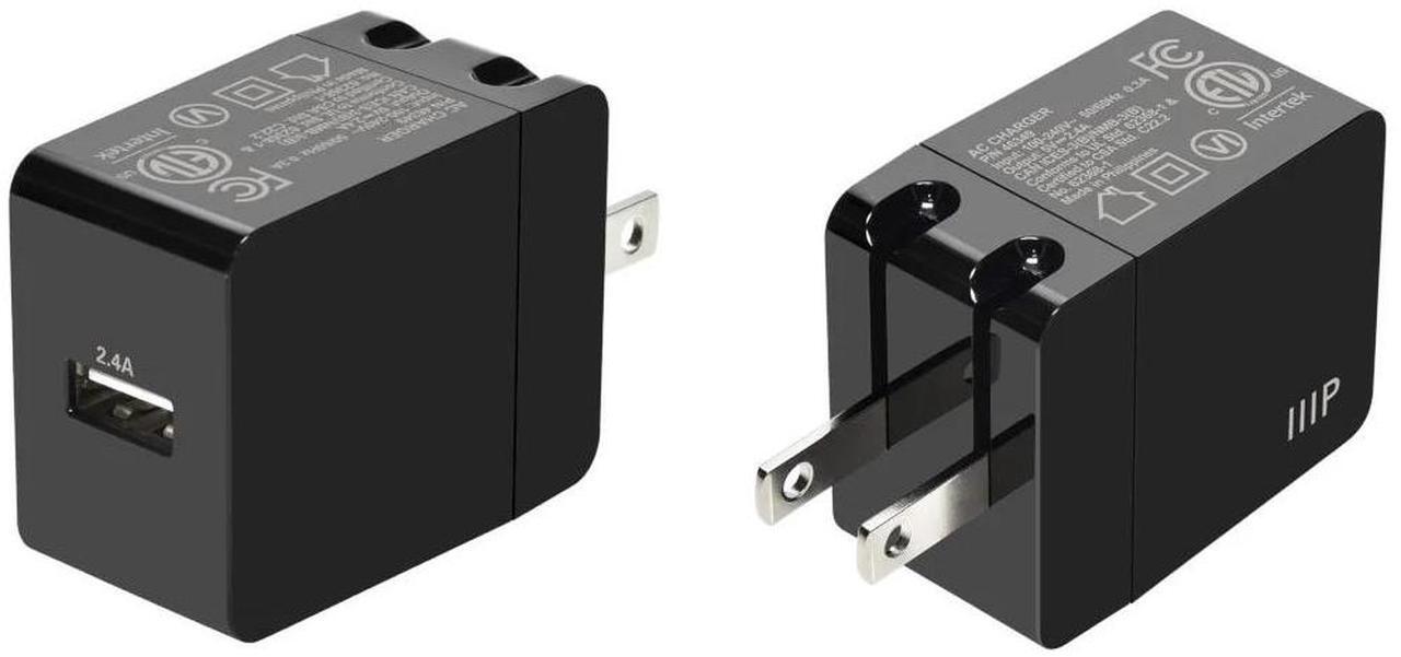 Main image of Monoprice 12W USB-A Wall Charger - Black