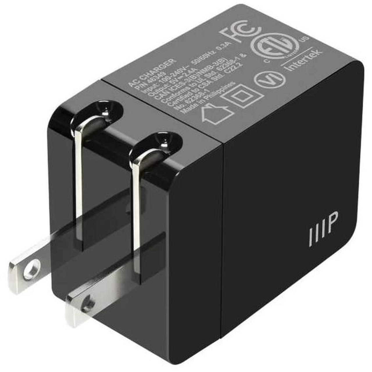 Alt view image 2 of 6 - Monoprice 12W USB-A Wall Charger - Black