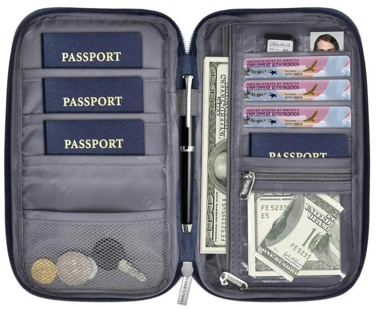 Alt view image 2 of 7 - Family Passport Holder for Travel, 4 Passport Holder, Document Storage Wallet Organizer, 4 Passport Case