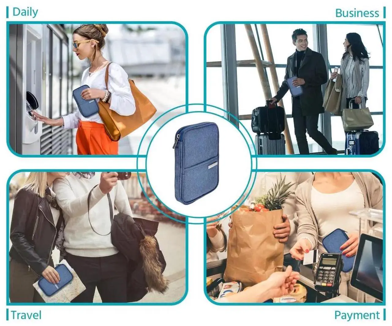 Alt view image 6 of 7 - Family Passport Holder for Travel, 4 Passport Holder, Document Storage Wallet Organizer, 4 Passport Case