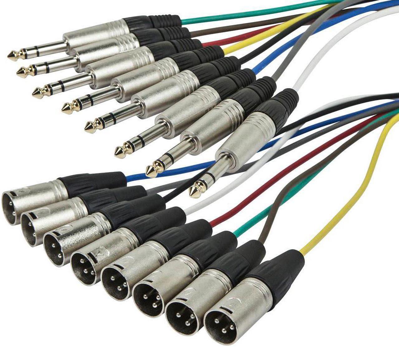 Monoprice 8-Channel 1/4 Inch TRS Male to XLR Male Snake 26AWG Cable C/d - 3 Feet With 8 Balanced Mono / Unbalanced Stereo Lines