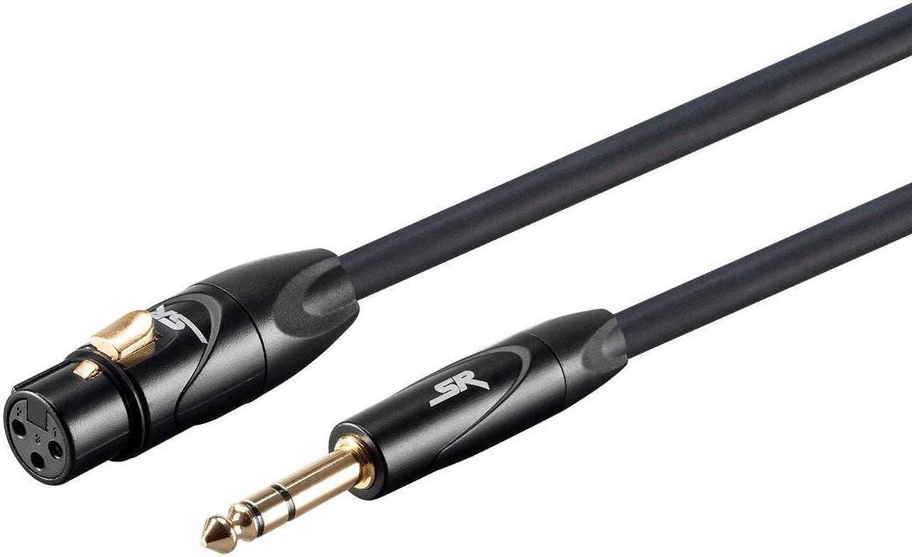 Monoprice XLR Female to 1/4 Inch TRS Male Cable - 1.5 Feet - Black | 16AWG, Gold Plated - Stage Right Series