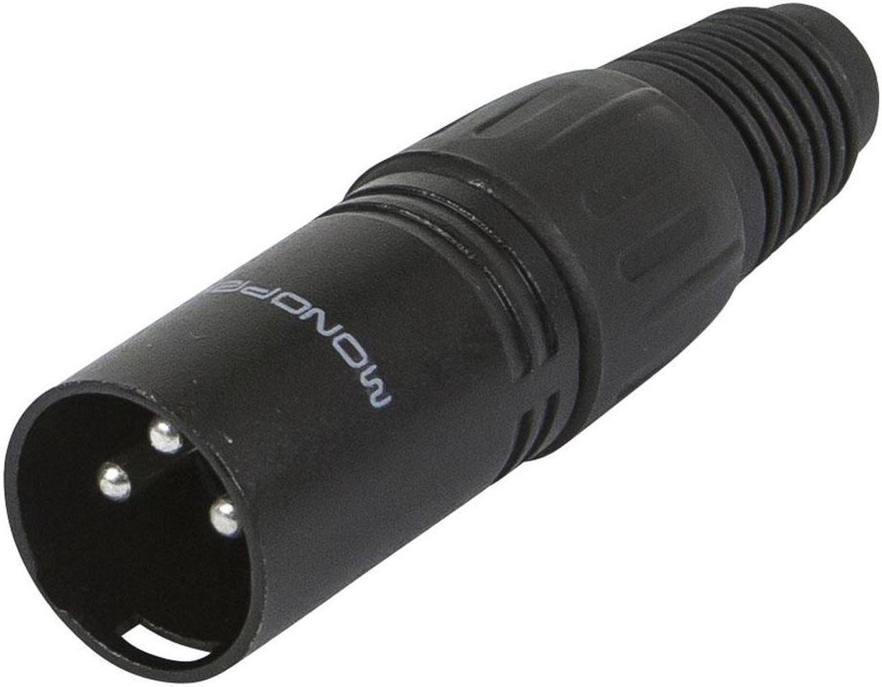 Monoprice 3-Pin Male DMX Connector - Black | Anodized Aluminum With Plastic Cap And Rubber Strain Relief Boot