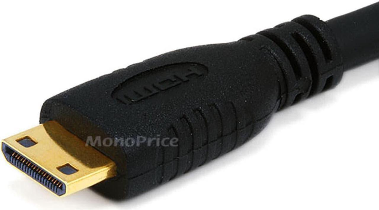 Alt view image 2 of 16 - Monoprice High Speed HDMI Cable - 6 Feet - Black | Blackwith HDMI Mini Connector, 4K @ 24Hz, 10.2Gbps, 30AWG