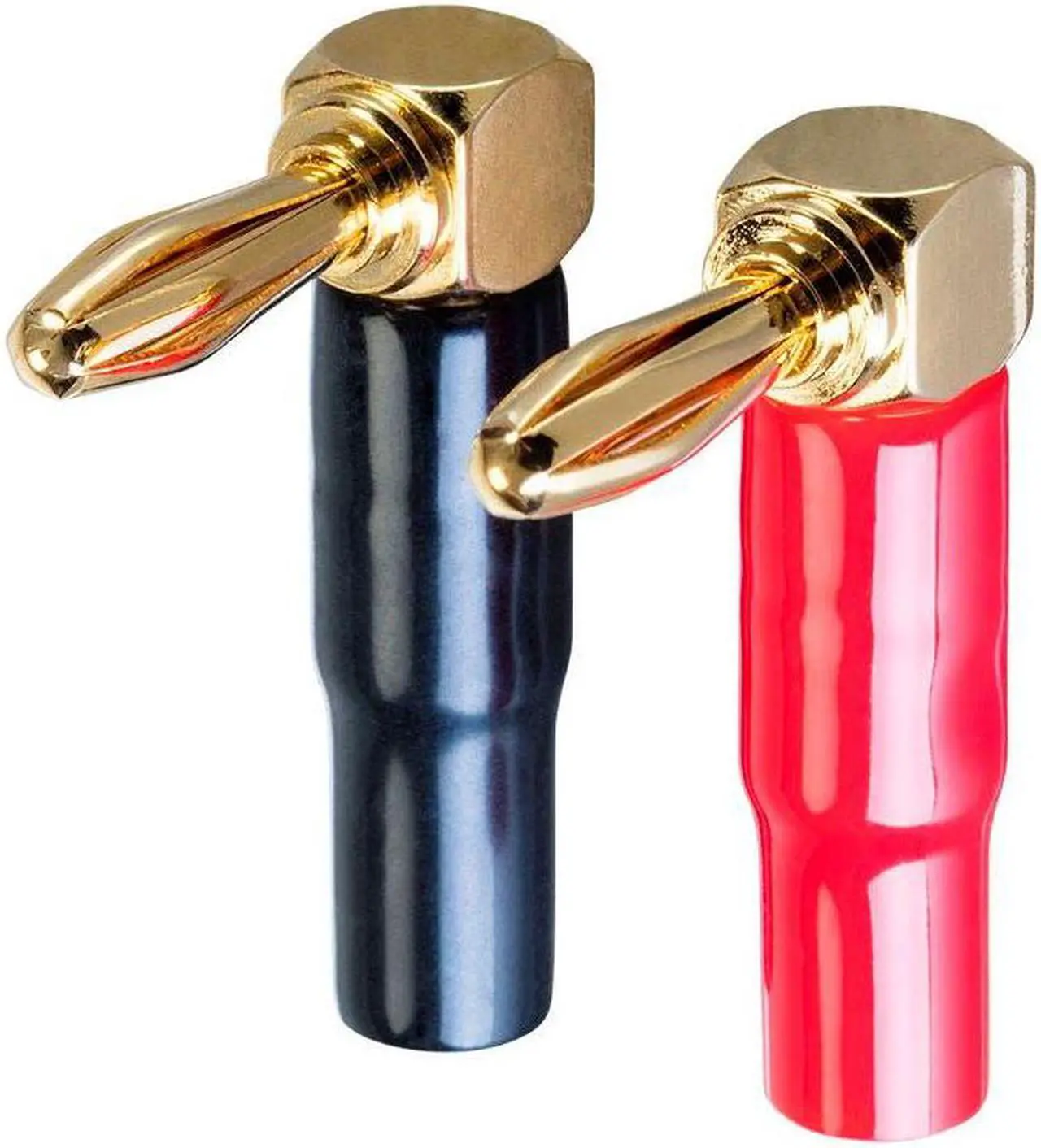 Alt view image 4 of 7 - Monoprice 2 Pair Right Angle 24k Gold Plated Banana Speaker Wire Cable Screw Plug Connectors