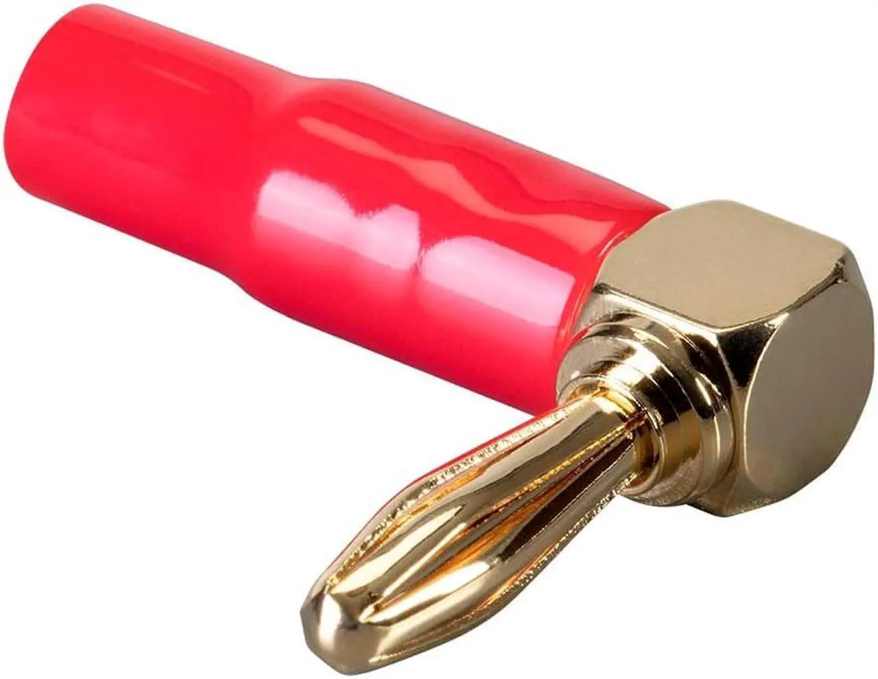 Alt view image 2 of 7 - Monoprice 2 Pair Right Angle 24k Gold Plated Banana Speaker Wire Cable Screw Plug Connectors
