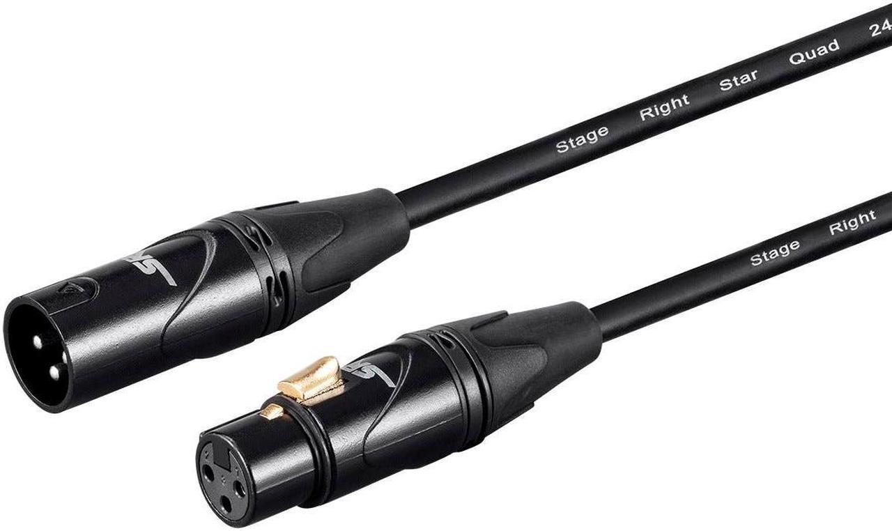 Monoprice Starquad XLR Microphone Cable - 3 Feet - Black | XLR-M to XLR-F, 24AWG, Optimized for Analog Audio - Gold Contacts - Stage Right Series